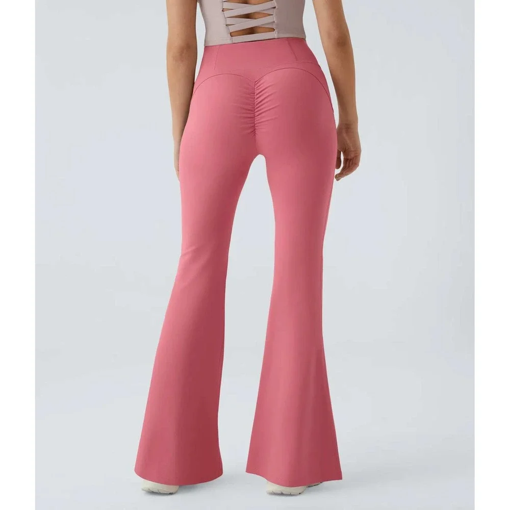 Halara High Waisted Crossover Ruched Butt Lifting Yoga Leggings Candy Pink XS - Picture 2 of 13